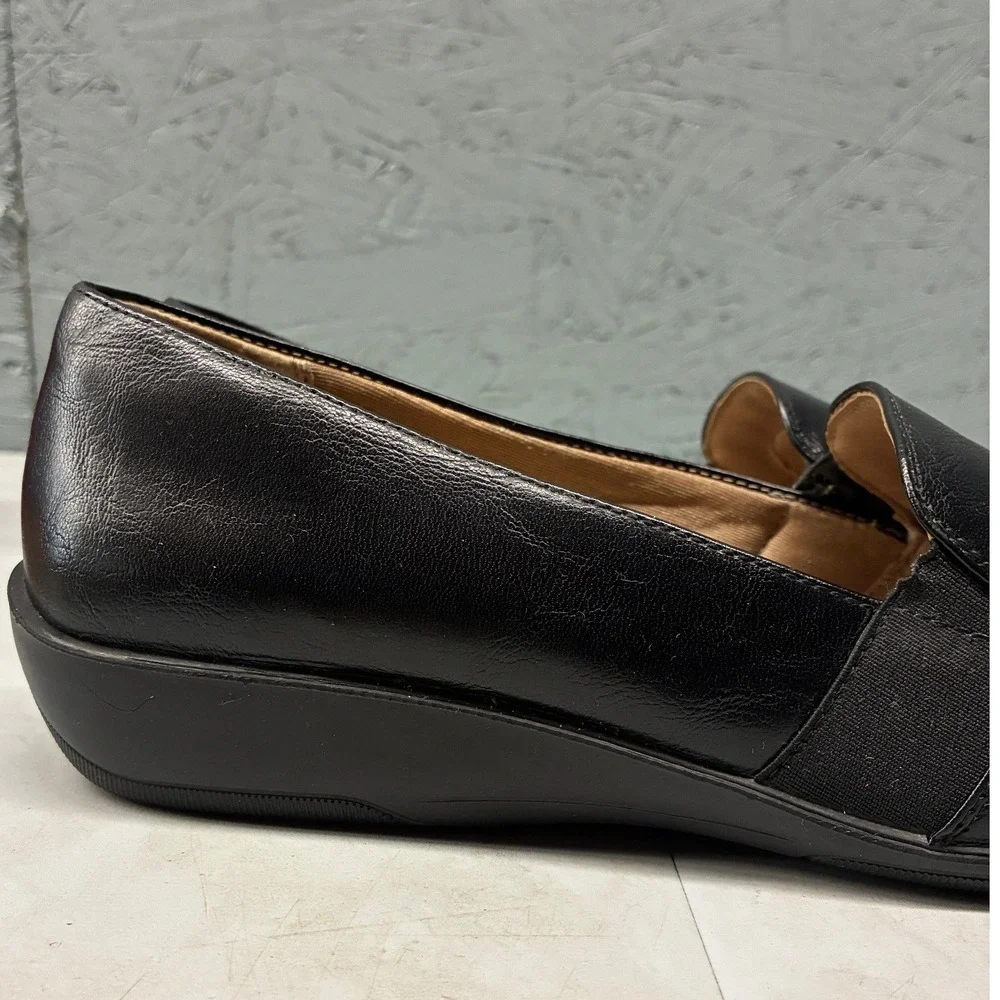 LifeStride Isabelle Wedge Loafers Slip On Shoes Womens 11M Black Comfort Office